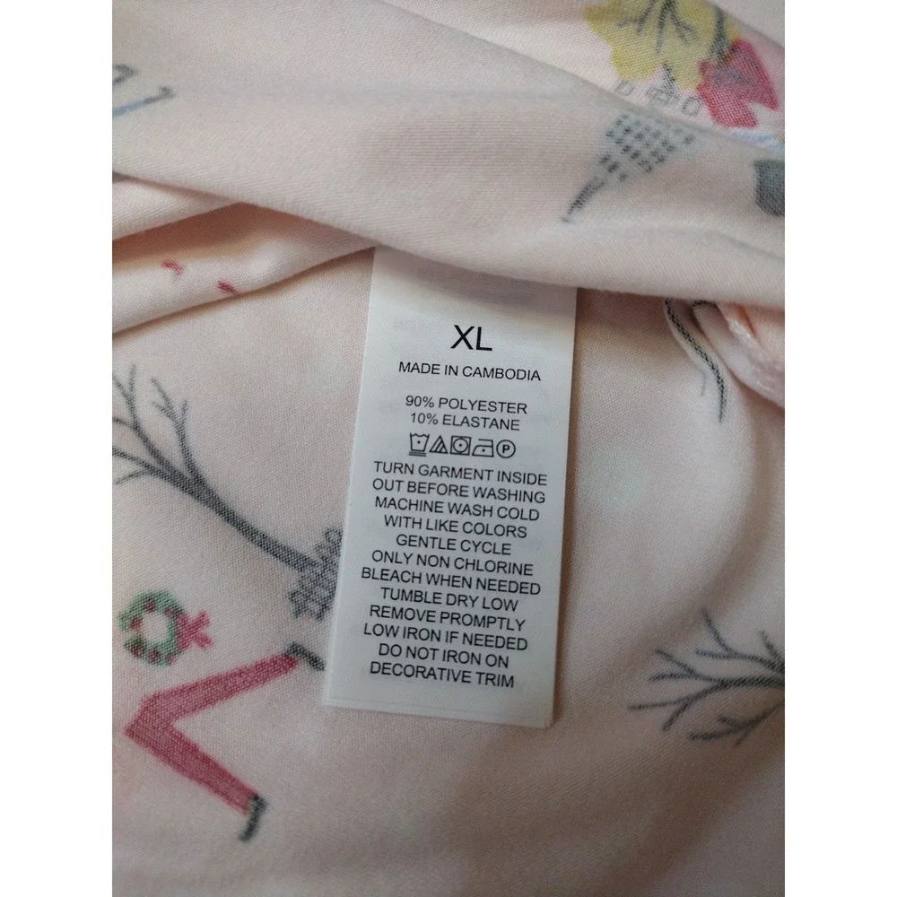Kate Spade Christmas Novelty Pajamas‎ Women XL Blush Multicolor 2 PCs Set